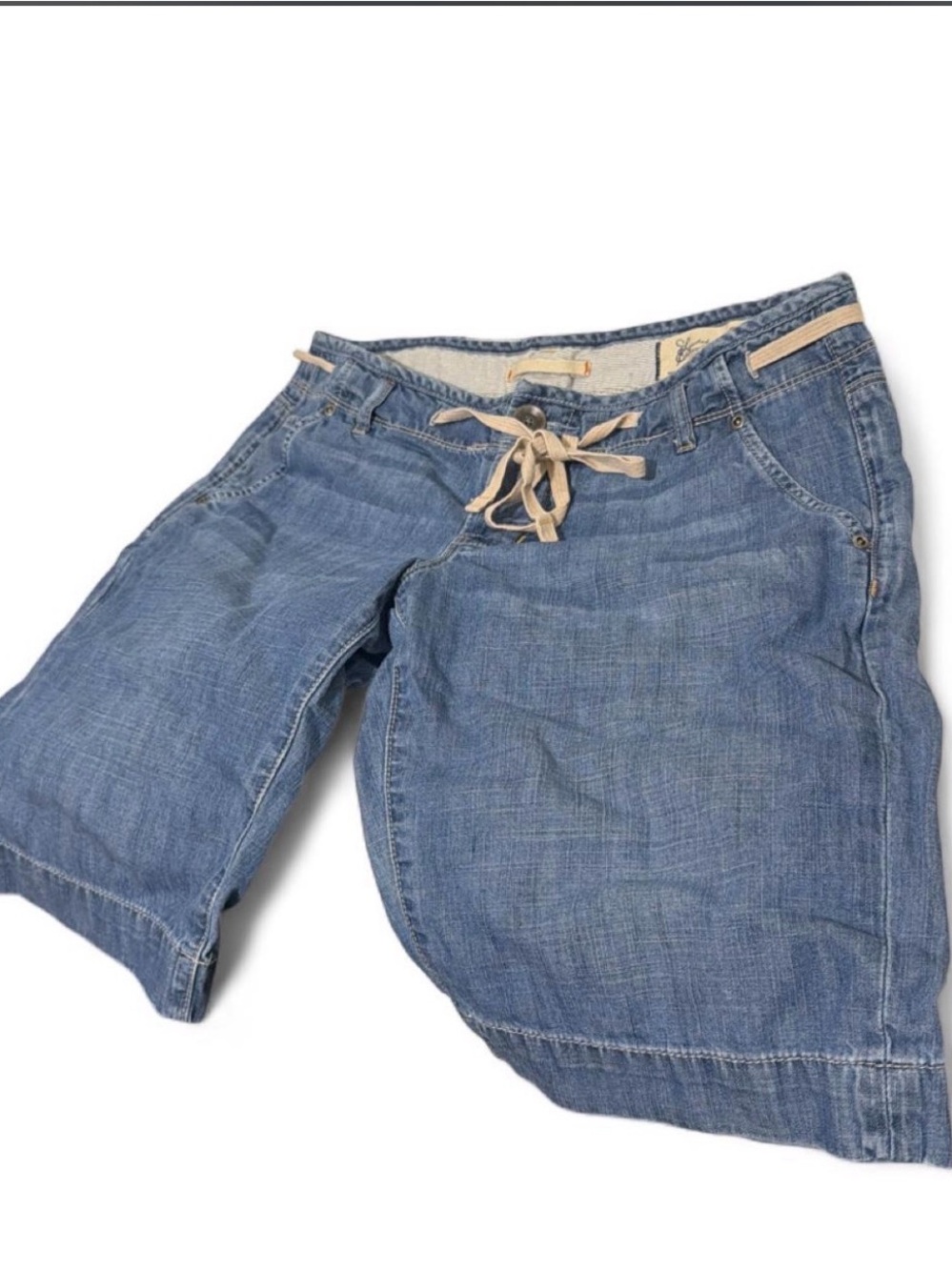 GAP Women's Light Blue Denim Bermuda Shorts with Drawstring